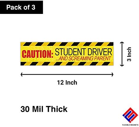 „Внимание: Студентски возач/родител на вреска“ Магнет - налепници за браник за нов возач - пакет со знаци на автомобили од 3