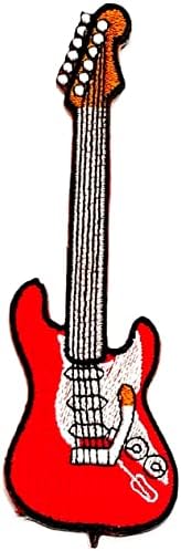 Кленплус 3 парчиња. Црвена Гитара Лепенка Електрична Гитара Музика Цртан Филм Железо На Лепенка Везена Апликација Шие На Лепенка За Облека