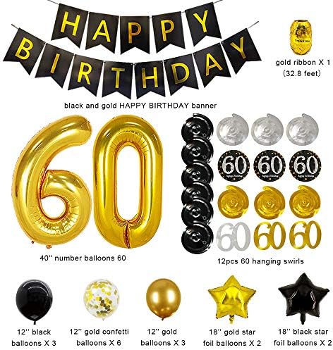 60-Ти Роденденски Украси За Мажи - Среќен Роденден Банер 60 Роденденски Балони Роденденска Забава Броеви На Балони