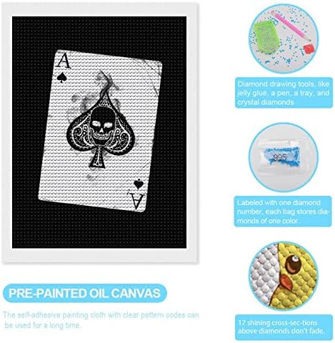 Аце череп покер обичај дијамантски сликарство DIY целосна вежба персонализирана фотографија за домашна уметност декор
