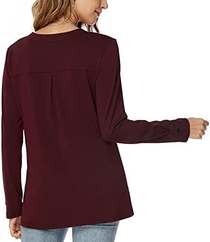 Comigeewa Teen Girl Bluze долга копче за ракав за ракави за жени против вратот плетенка обична есенска зимска облека мода y2k