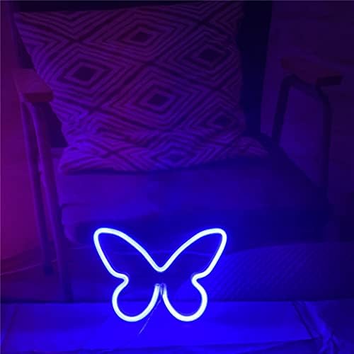 Qiaofei LED Butterfly Neon Sign Sign, виси декоративно неонско светло USB или батерија оперирана за домашна спална соба бар