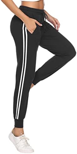KVSWIU женски памучен џогер џогир со џебови со џебови тренингот што работи со заоблени панталони