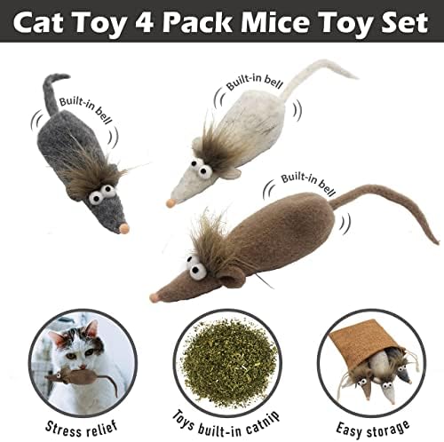 Скока 4 Спакувајте Природни Интерактивни Играчки За Мачки Од Мачка Глувци, Додатоци За Внатрешна Мачка, Играчка За Перница За Мачки, Сет За Вредност