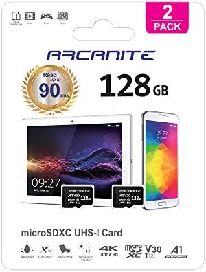 Арканит 2 Пакет 128gb microSDXC Мемориска Картичка-А1, UHS-I U3, V30, 4K, C10, MicroSD, Оптимална Брзина На Читање до 90 MB/s