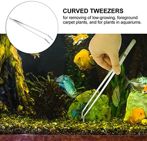 Tehaux 27 cm аквариум пинцети аквариум пинцети криви пинцети пинцети алатки водни растенија мастила за хранење на влекачи на влекачи