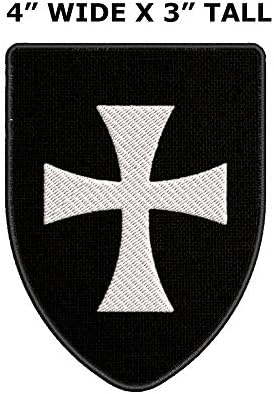 Hospitaller Shield Тактички изрека морална воена ознака извезена премиум лепенка DIY железо или шиење декоративни значки за амблем опрема за опрема