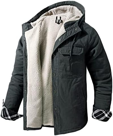 Машка памучна јакна густа топла јакна плус кадифе со долг дел од аспиратор, топло палто ветерница
