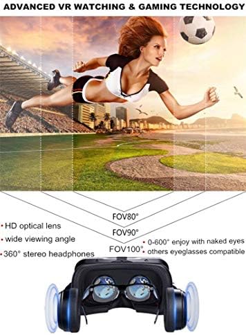 VR Стакло Виртуелна Реалност слушалки w/ Далечински &засилувач; Слушалки за iPhone 11 PRO XS XR X 8 7 6 S +, Samsung Galaxy S10 E S9 S8 S7 S6 Работ, 3D VR Очила ЗА 3D Филм &засилувач; Игра за iOS &засилу
