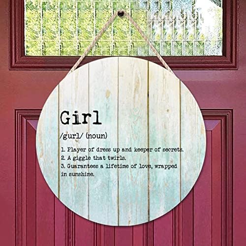 Чајан дрвен знак Девојка Дефиниција Дрво знак за декорација на влезна врата девојка wallид што виси фарма куќа тремот на отворено декор