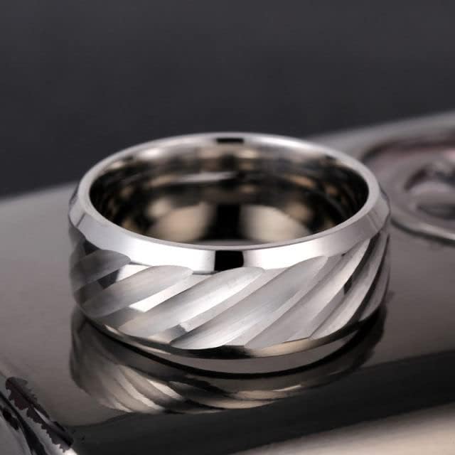 Колезо 8мм сребрен прстен во вода на прстените за маж и жени Персонализирани прстени Прилагодете го врежаниот прстен-25221