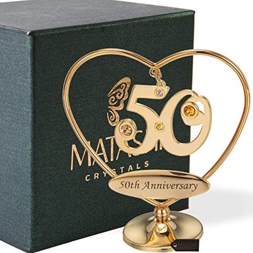 Matashi 24k злато позлатено убаво срце среќен роденден или среќна годишнина од табелата врвен украс направен со оригинални кристали