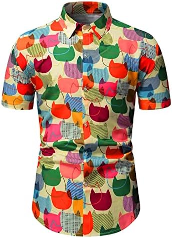 Gdjgta Мажи Пролет Лето Секојдневен Краток Ракав Плажа Кошули Мода Врвот Блуза Кошули Машки Маици