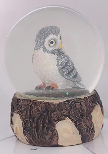 Singeeek Owl Snow Globe - рачно насликана був фигура снежен глобус, рачни снежни врнежи од 65мм воден глобус домашна канцеларија