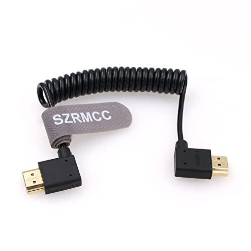 SZRMCC 8K HDMI 2.1 кабел HDMI лев агол Машки до HDMI десен агол Машки калем кабел со голема брзина мек кабел за Sony-Canon DSLR
