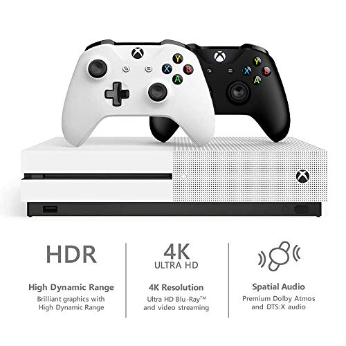 Мајкрософт Xbox One S 1TB HDD Со Два Безжични Контролери Црно-Бело, 1-Месечно Судење За Поминување На Играта, 14-Дневно Xbox Live Gold, Xbox One