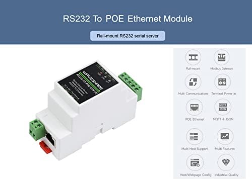 Module Rs232 To POE Ethernet Converter, сериски сервер на индустриска железница RS232, TCP/IP до сериски, Modbus Gateway, двонасочен транспарентен