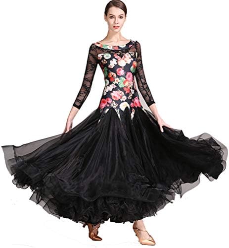 Womenените пролет Нови класични активни печатење боење Спандекс ткаенина модерна салса салса Самба Чача танцувачки фустани