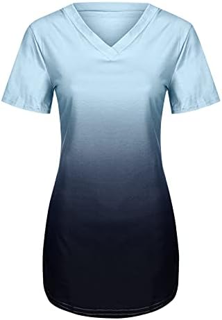 Графички џемпери на DGQPLPD за жени блузи за жени мода 2023 година женска маица со кратки ракави со врат од вратот