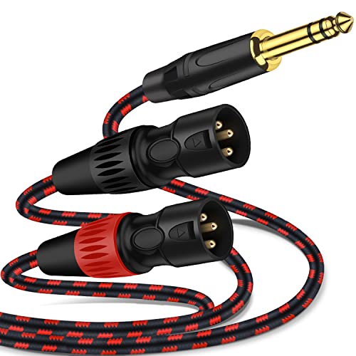 Ncggy 1/4inch TRS машки до двојно XLR машки, стерео неурамнотежен кабел за кабел за микрофон за разделување на микрофон, применливи