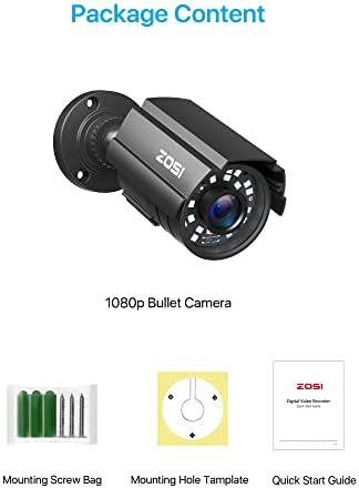 ЗОСИ 1080P HD TVI Security Camera за домашна канцеларија надзор CCTV систем Bullet BNC камера со ноќно гледање црна