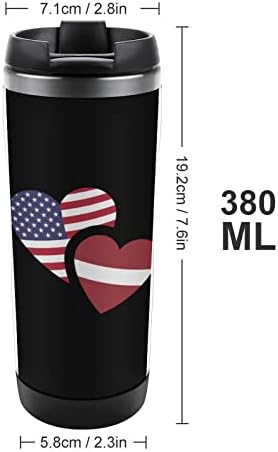 Латвија американско знаме патување со кафе со кафе со капаци изолирани чаши од не'рѓосувачки челик двојно wallидно шише со вода