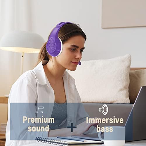 Anivia A9 Pro Purple слушалка со микрофон, стерео звук жични слушалки за жени и девојчиња, микрофон за откажување на бучава со 3,5 мм