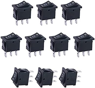 ONECM 10PCS AC 250V/6A, 125V/10A ON/OFF/ON SPDT 3 PIN 3 MINI MINI BOAT ROCKER SWITCHES SWITCH SNAP