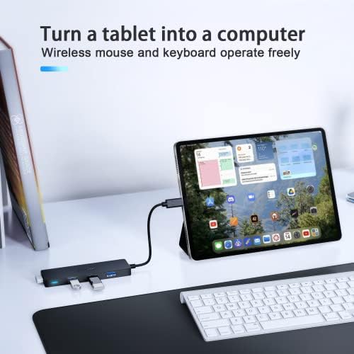Aceele 4-Port USB C Hub, Ultra Slim USB C до USB Hub 3.0, Thunderbolt 3 до MultiPort адаптер за MacBook Pro, iPad Air2022, Galaxy