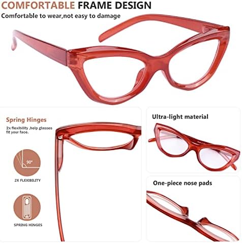 Очила за читање на очи со 4 пакувања со очи за очи за жени Чик читатели +1,75