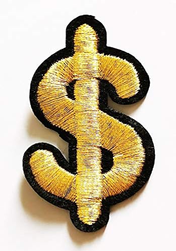ПП лепенка сјајна златна долар знак за лепенка пари пари симбол цртани филмови везење DIY лепенка апликација извезена шива железо на лепенка