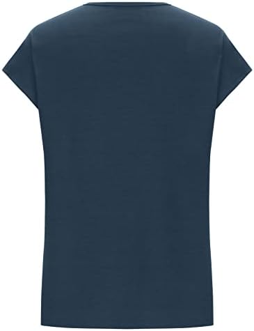 Женски капа на ракав летни врвови трендовски резервоари за маички мермер печати чипка V вратот маица лабава кошули со кратки ракави блуза Туника