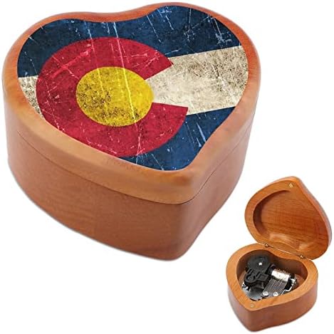 Гроздобер старост и изгребан Колорадо со знаме на часовници Музичка кутија гроздобер дрвена форма во облик на музички кутии