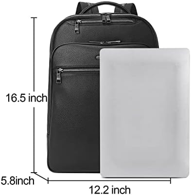 КЛУЦИ Вистински Кожен Ранец За Мажи Тенок 15,6 Инчен Лаптоп Деловна Патна Торба Со Голем Капацитет Црна