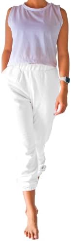 Jогерс за жени, лесни јога панталони со џебови за жени, атлетски хеланки за жени, 【розови и бели】