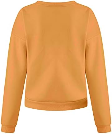 Womenените џемпери симпатични плашливи графички пуловер врвови преголеми маички за рамо на рамената екипаж на екипаж на долги ракави
