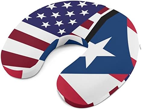 Американско И Порторико Знаме Патување Перница За Вратот Мека Перница Во Форма На Буквата У Перница Перница За Перење Перница За