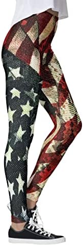 4 -ти јули хеланки за жени на стомакот контрола на американските знамиња ленти со starвезда џогер панталони Беспрекорен задник Подигнување