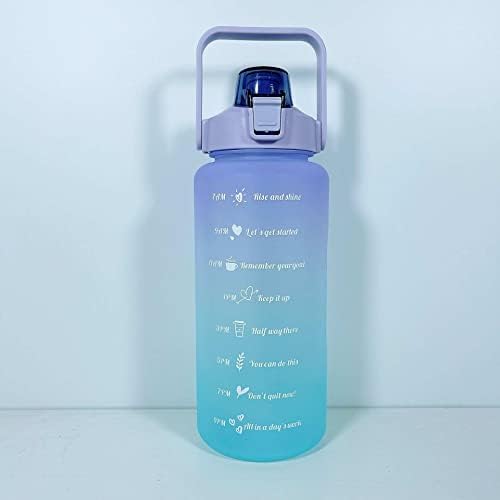 2L Lagre Capital Sportswater шише со Mtivational Time Marker.Water шише со ракав за лесно носење.