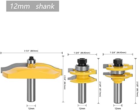 Битови на рутерот Eesll 3 компјутер сет 1/2 /12mm Toshii Mortise и Tenon Cutter Мал Тошии, секачи на врата од врата, мелење на