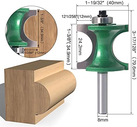 Додатоци за рутер 1 парчиња 8мм Шанк Булноза половина круг бит -бит рутер парчиња дрво 2 флејта лежиште алатка за обработка на мелење
