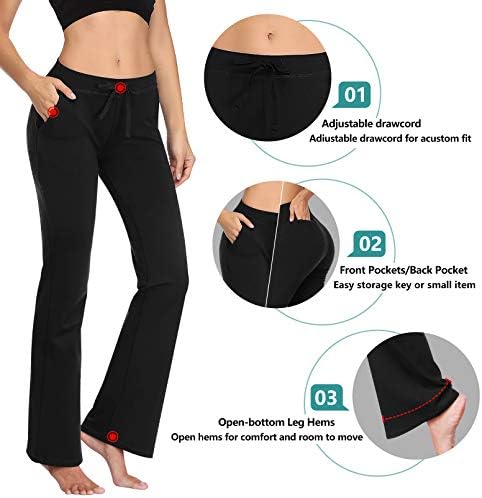 HistKywin 29 /31/33 /35 Inseam женски панталони за одблесоци со џебови за истегнување на панталони HF210-Black-XL…