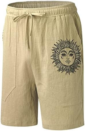 МЕИМИЈА МЕНСКИ КОМЕТНИ ЛЕН СОСТОЈБИ, 2023 Лето мажи мода со висока половината Брзо суво печатење на сонцето за печатење на плажа кратка