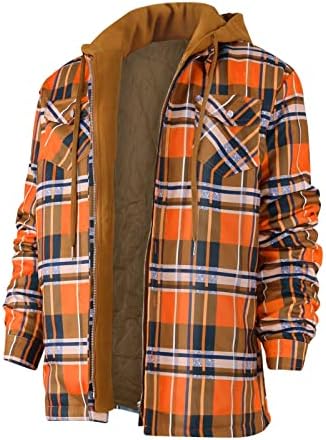Менски палта и јакни мода надолу карирана кошула додадете кадифе за да чувате топла јакна со јакни со аспиратор за мажи