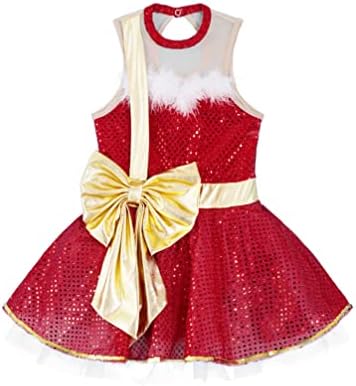 Tiaobug Девојки девојки сјајни sequine sequins Божиќен танц фустан Дедо Мраз костуми балет туту фустан фигура на мраз лизгање фустан