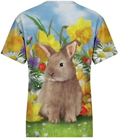 Зајани Велигденски кошули за жени летни кратки ракави обични маички врвни меки удобни пукачи за дами