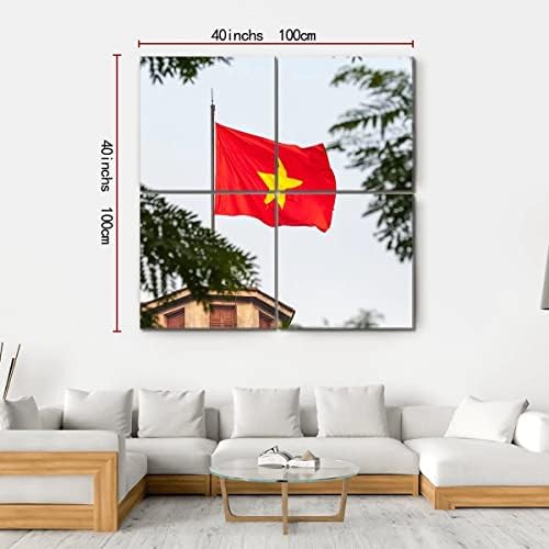 Ерго плус знаме на Виетнам wallидна уметност Зачудувачка истегната сликарство подготвено да се обеси за домашен декор - Совршен за галерија
