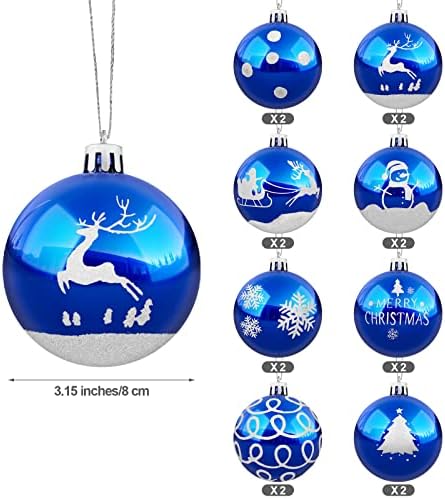 Анваво 16 парчиња 3,15 инчи Божиќни топчиња украси Декоративни пластични висечки чамци распрскувани украси украси за новогодишни украси поставени