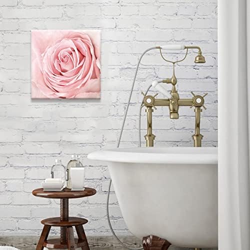 Декор на розова бања - розова роза одблизу на платно wallидна уметност руменило розова соба декор естетска светлина розова спална соба