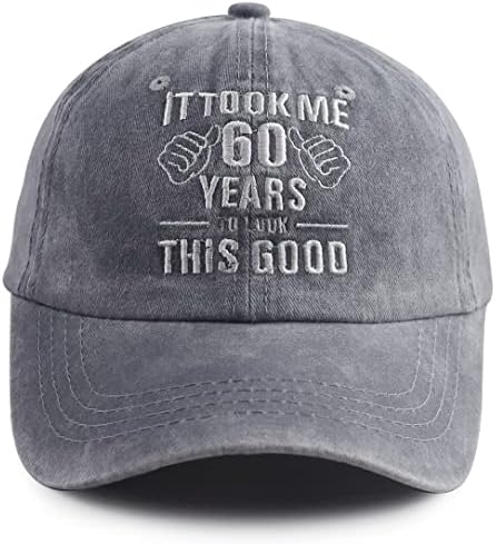 GSSPVII ми беа потребни 60 години да ја изгледам оваа добра капа за жени мажи, смешно прилагодлив вез на 60 -ти роденден Бејзбол капа